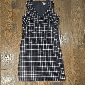 J. Crew Navy and White Grid Mini Dress